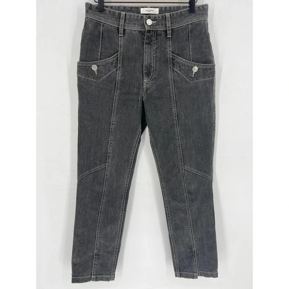 Etoile Isabel Marant Gray Seamed Slit Front Jeans - Picture 8 of 13